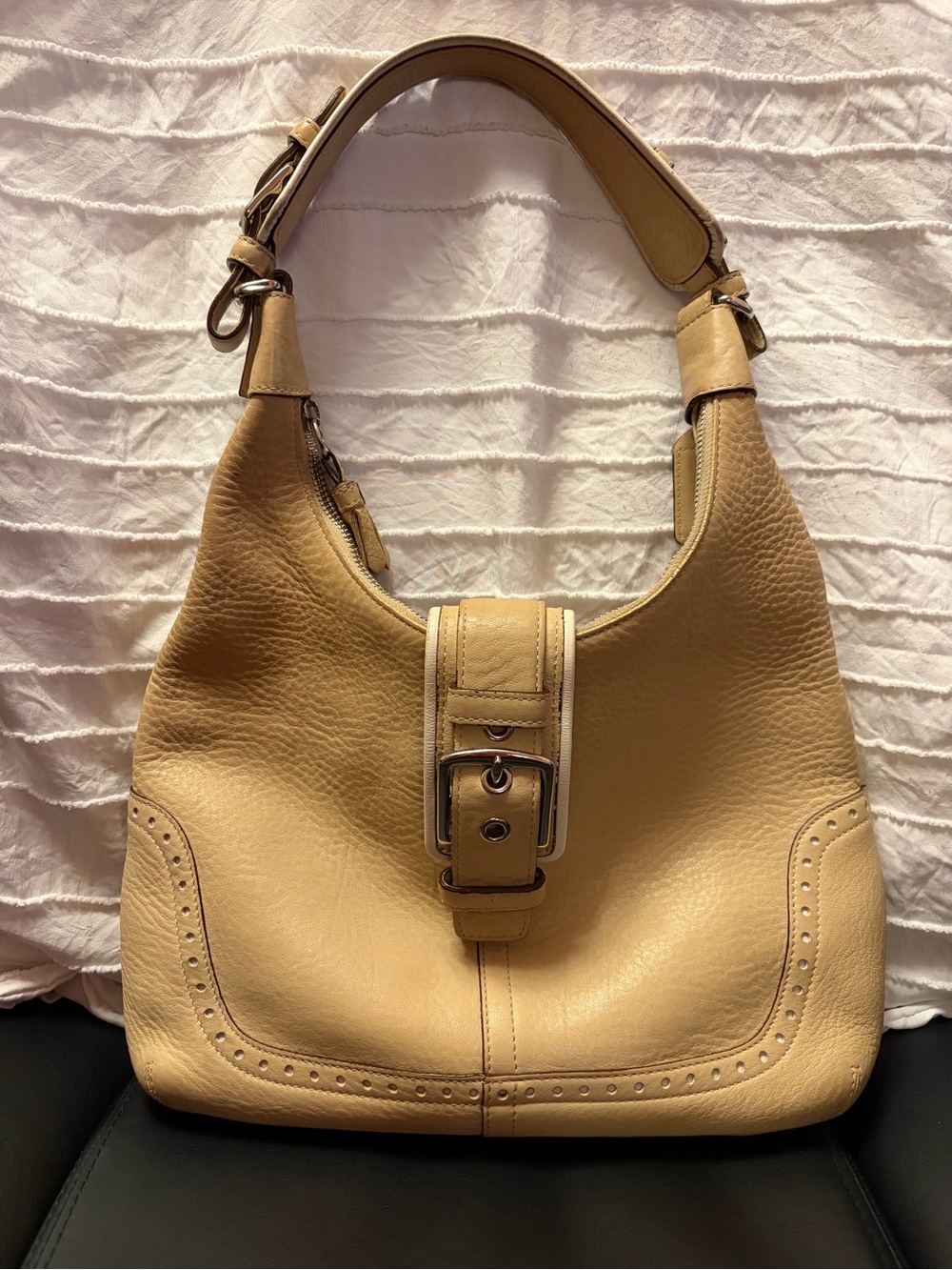 Coach Leather SoHo Shoulder Bag in Beige